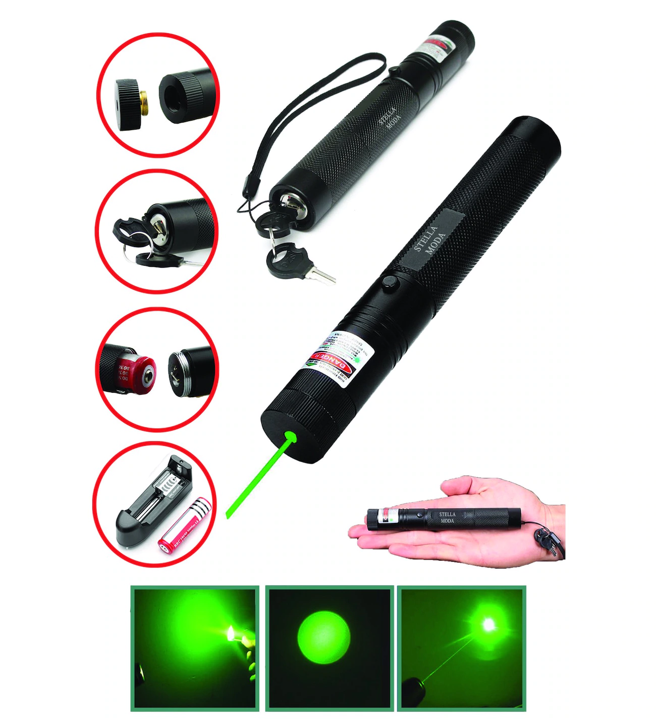 Şarjlı Yeşil Lazer Pointer 100 Mw (5271)