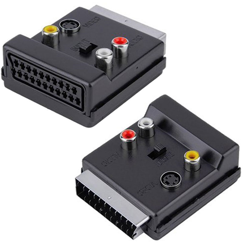 SCART ADAPTÖR ARA ERKEK/DİŞİ/ÜSTDEN RCALI SWİCHLİ (5271)
