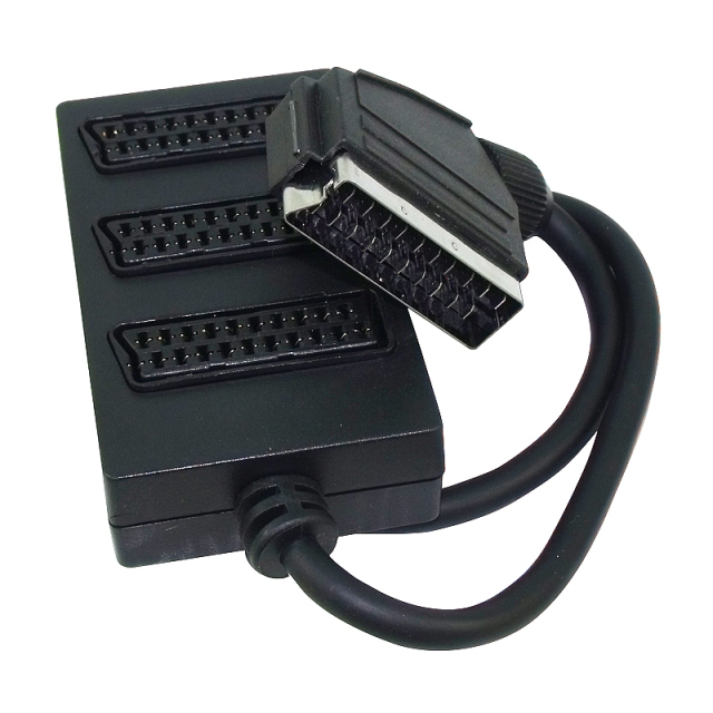 SCART DAĞITICI 3 LÜ SİYAH (1 ERKEK - 3 DİŞİ SCART) (5271)