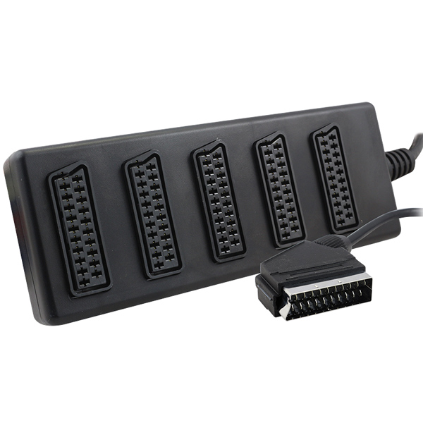 SCART DAĞITICI 5 Lİ SİYAH  (1 ERKEK - 5 DİŞİ SCART) (5271)