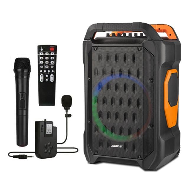 Shile SL-10 120 Watt Taşınabilir Seyyar Amfi Hoparlör Kablosuz 1 EL + 1 Yaka Mikrofonlu Kumandalı USB+SD+BT (5271)