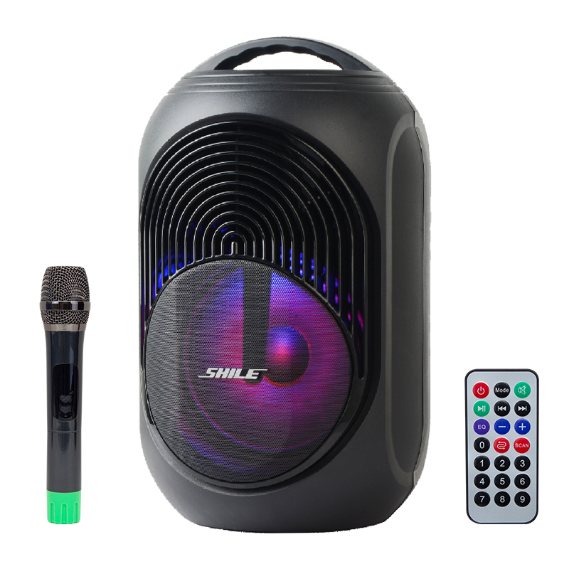 SHİLE SL-2018A EL MİKROFONLU-2 MİK GİRİŞ-2 GİTAR GİRİŞLİ-KUMANDALI USB+SD+BT IŞIKLI ŞARJLI SEYYAR ANFİ (5271)