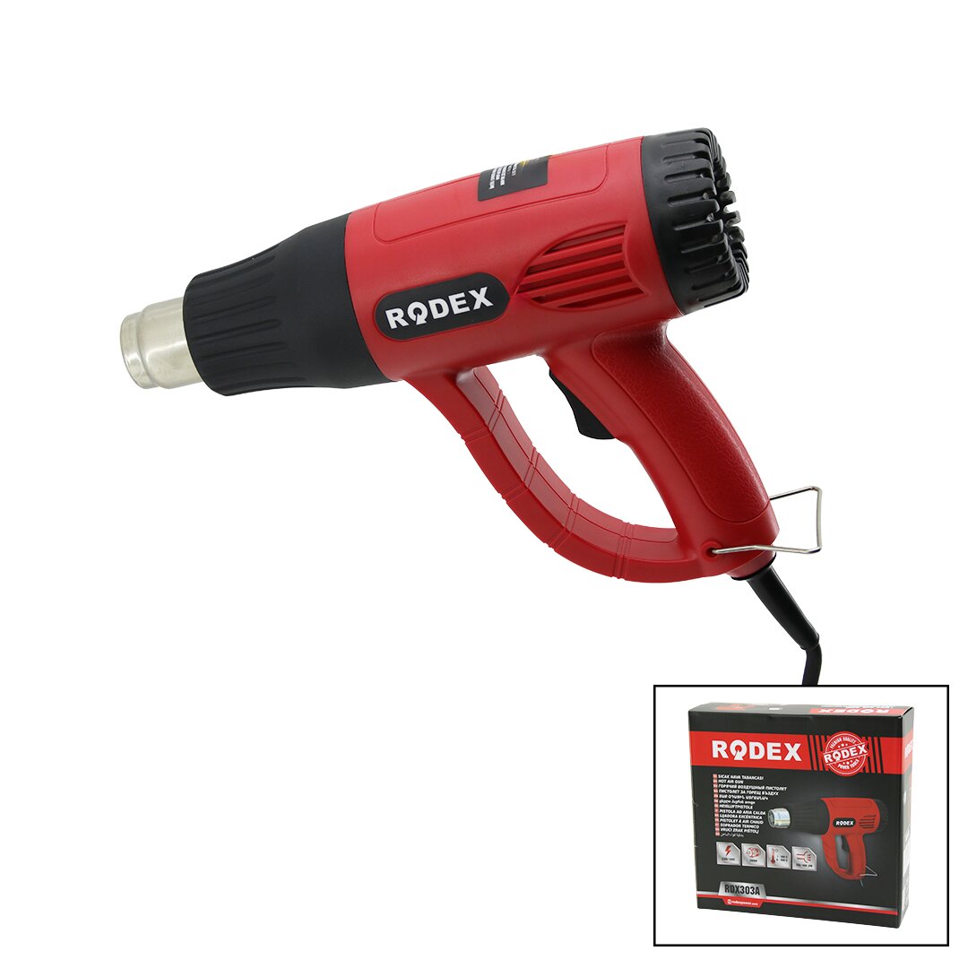 SICAK HAVA MAKİNESİ - TABANCASI 4PCS BAŞLIK APARAT KABLOLU 300-600°C 280/480LPM 2000W RDX-303A (5271)