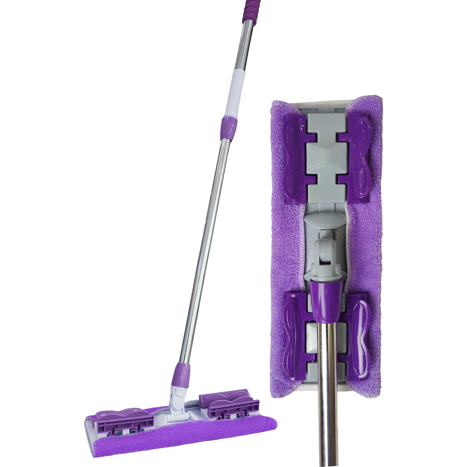 Sihirli Spin Mop Teleskopik Çok Amaçlı Mop +1 Bez Hediyeli - Mor (5271)