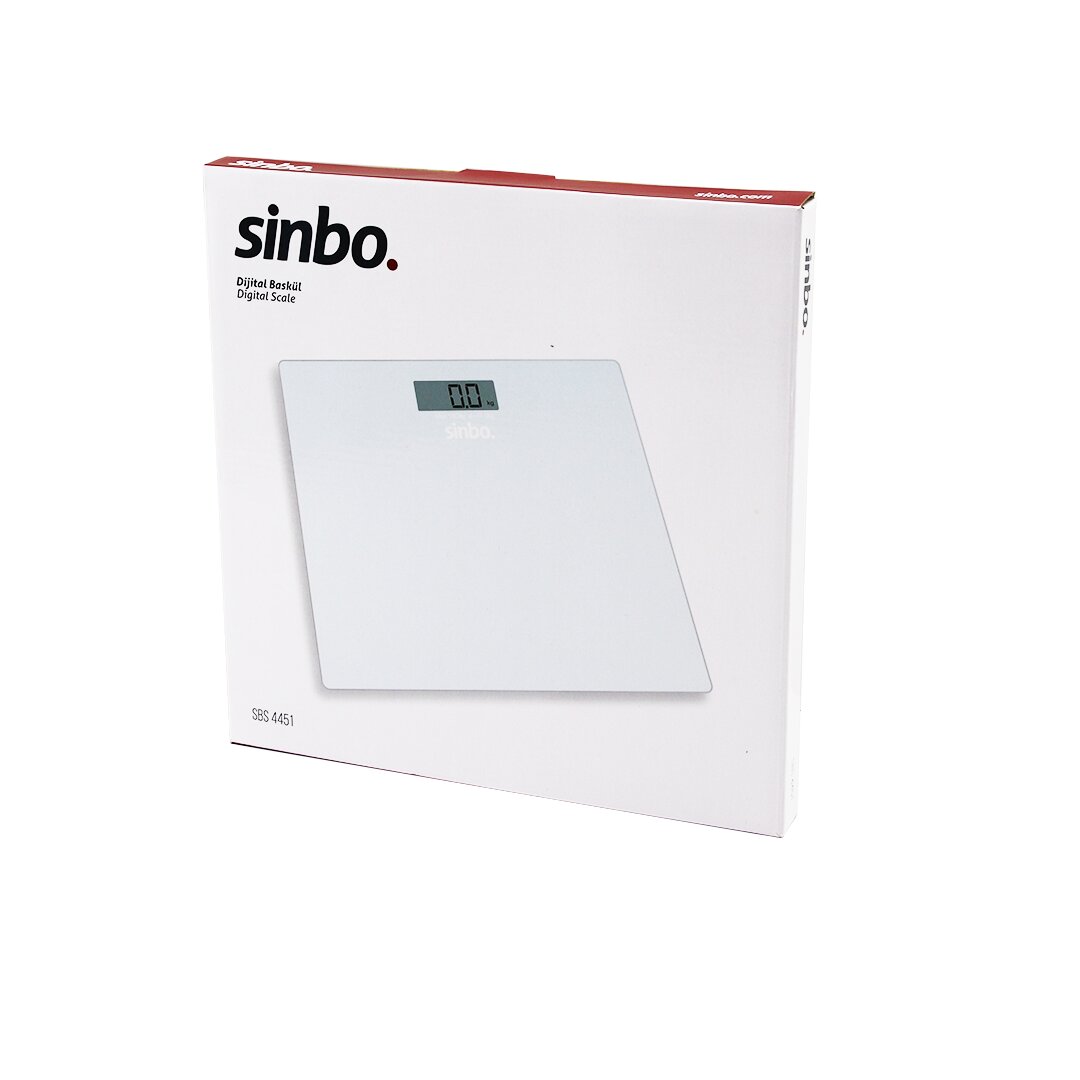 SİNBO SBS-4451 DİJİTAL - PİLLİ BEYAZ CAM BANYO BASKÜL TERAZİ TARTI LCD EKRAN 180KG/100GR 26X26CM (5271)