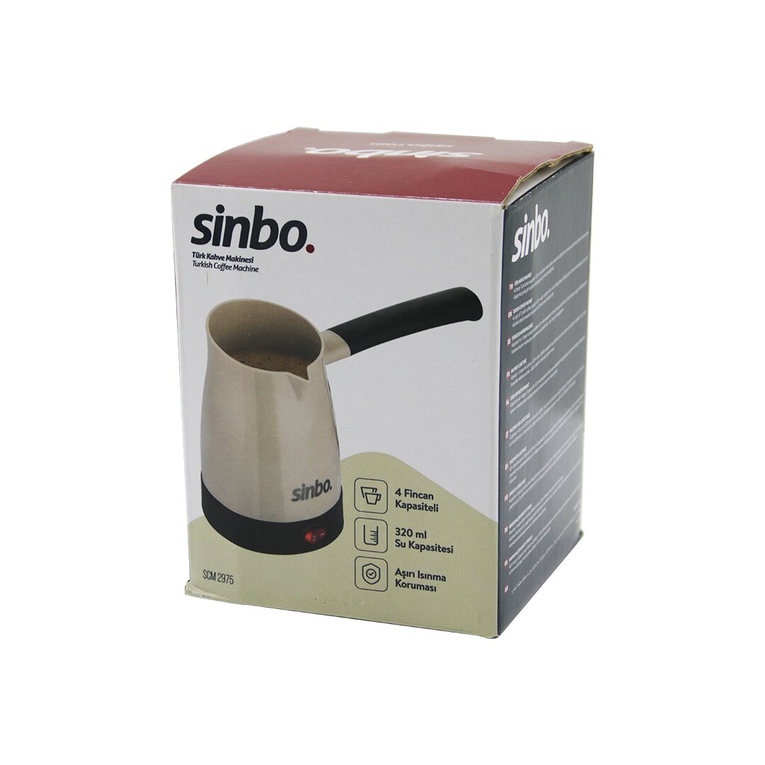 SİNBO SCM-2975 ELEKTRİKLİ CEZVE PLS.TÜRK KAHVE MAKİNE ÇELİK GİZLİ REZİSTANS700W 4 FİNCAN - 320MLTAK-ÇIKAR KULP (5271)