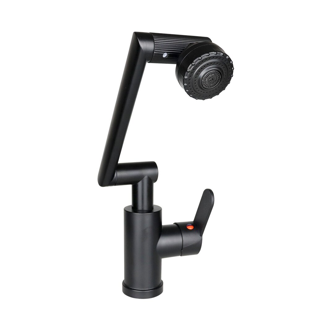 SİYAH - 1080 DERECE DÖNEBİLEN ÇOK FONKSİYONLU MUSLUK BATARYA KTX-3307 (5271)