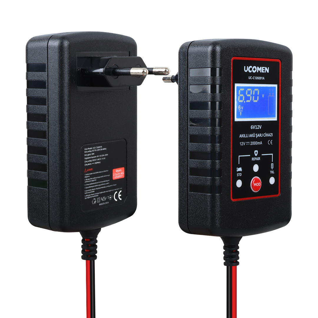 SİYAH 6/12V 2A LED GÖSTERGELİ AKÜ ŞARJ CİHAZI UC-C120201A (5271)