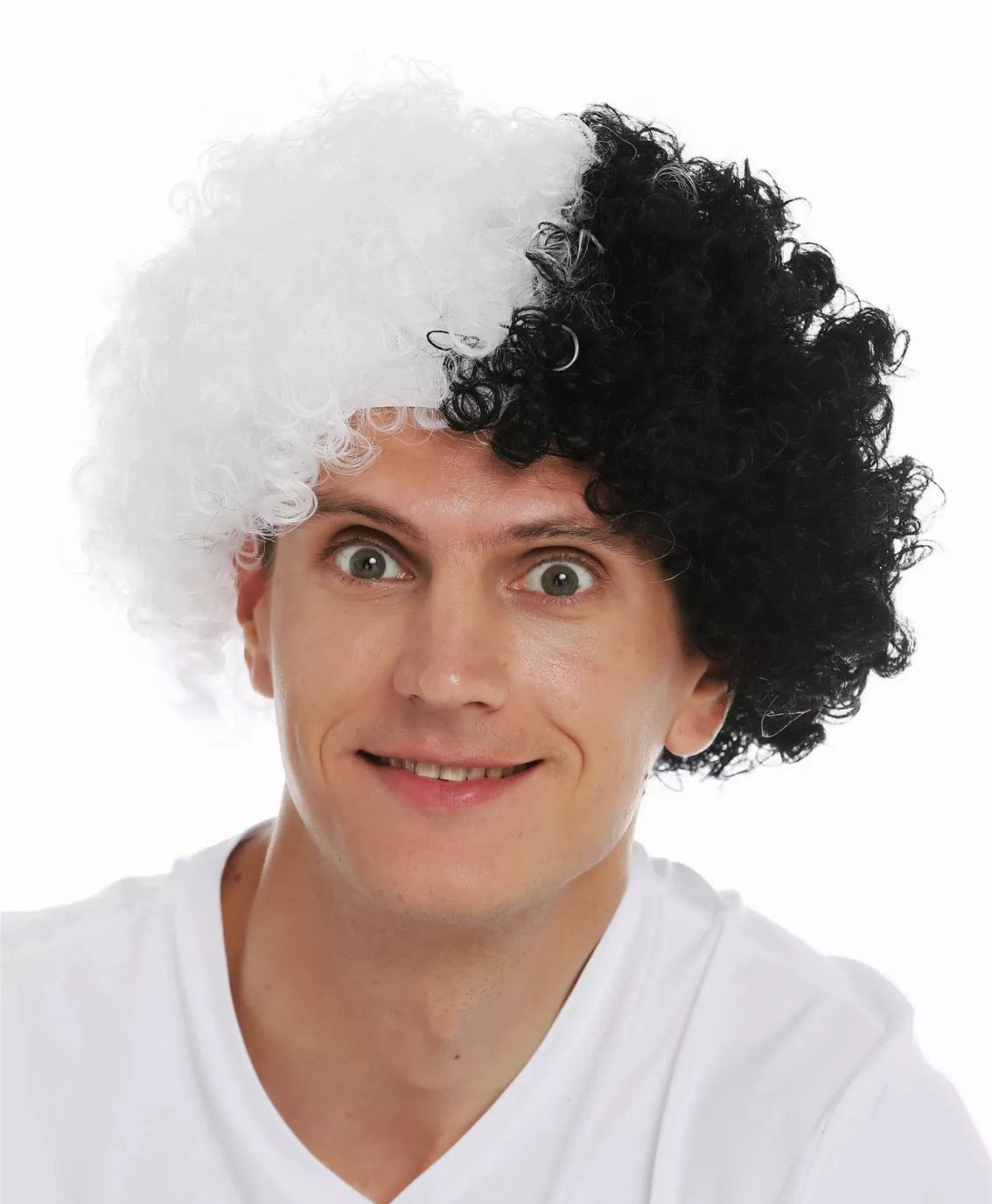 Siyah Beyaz Kıvırcık Afro Bonus Peruk Taraftar Bonus Saç (5271)