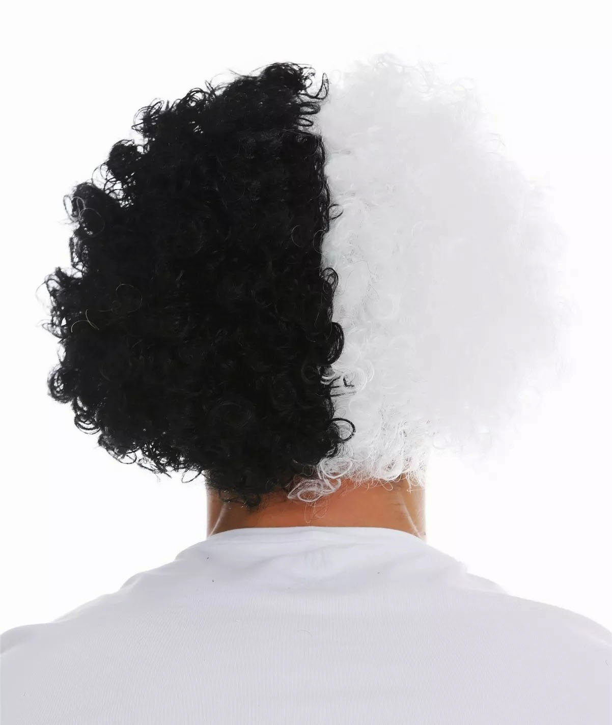 Siyah Beyaz Kıvırcık Afro Bonus Peruk Taraftar Bonus Saç (5271)