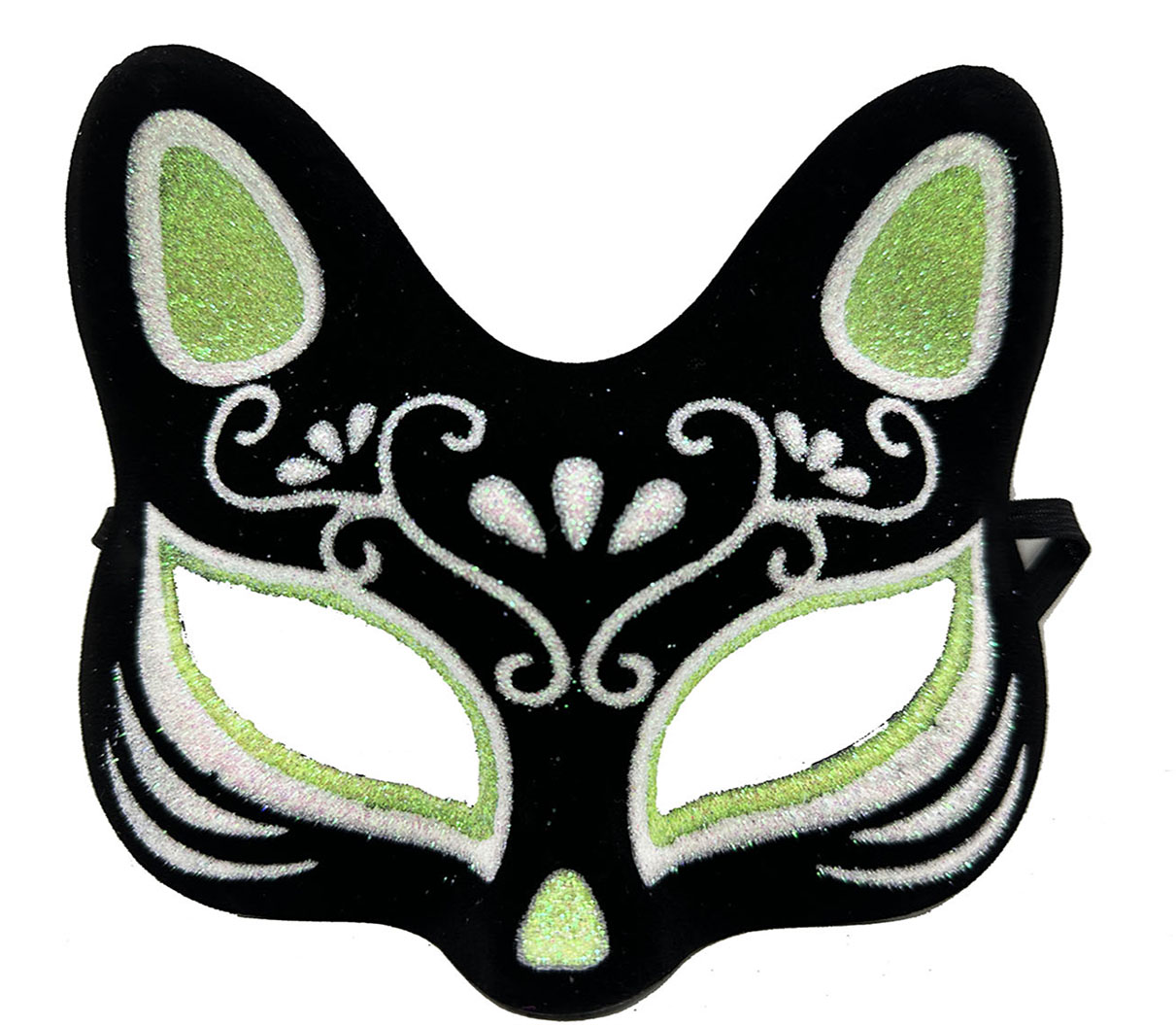 Siyah Renk Süet Kaplama Üzeri Gümüş Yeşil Simli Kedi Maskesi 17x14 cm (5271) Siyah Renk Süet Kaplama Üzeri Gümüş Yeşil Simli Kedi Maskesi 17x14 cm (5271)