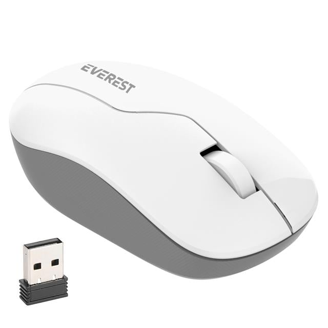 SMW-973 USB Beyaz-Gri 2.4Ghz 1200DPI Kablosuz Optik Mouse 5 Metre Menzilli (5271)