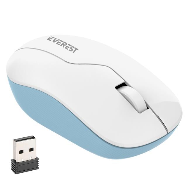 SMW-973 USB Beyaz-Mavi 2.4Ghz 1200DPI Kablosuz Optik Mouse 5 Metre Menzilli (5271)