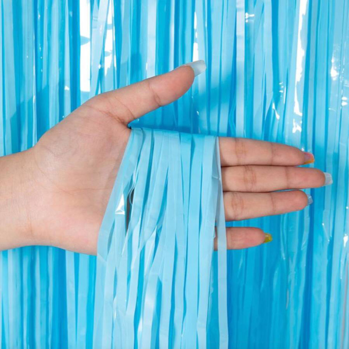 Soft Mavi Püsküllü Kapı Perdesi - Parti, Baby Shower, Sünnet Süsü, Cinsiyet Partisi 1x2 m (5271)