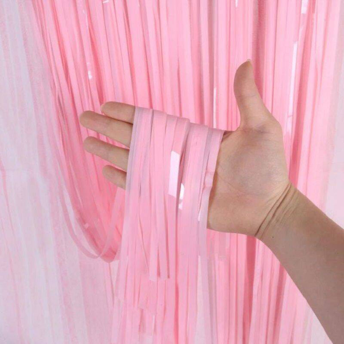 Soft Pembe Püsküllü Kapı Perdesi - Parti, Baby Shower, Cinsiyet Partisi 1x2 m (5271)