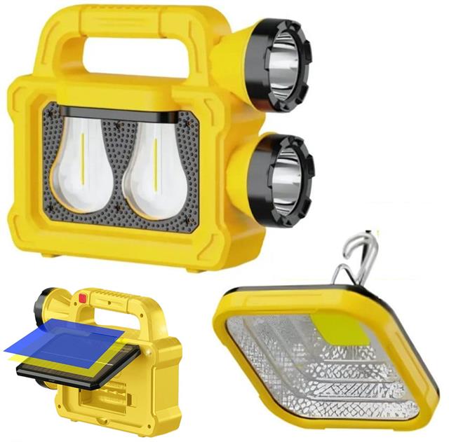 Solar Panelli 6 Işık Modlu Powerbank Özellikli 2400mAh Type C Giriş 5V Led Kamp Feneri (5271)