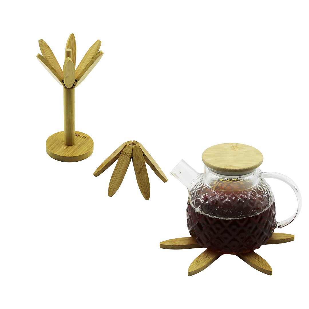 STANDLI AĞAÇ MODEL 2PCS AHŞAP BAMBU KATLANIR NİHALE 6-YAPRAKLI ÇİÇEK MODELİ= ÇAP: 20CM (5271)