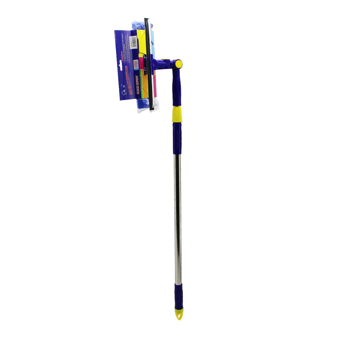 STAR Q 2 BAŞLI=CAMSİL ÇEKPAS - M.FİBER MOP=24.5CM 360 DERECE BAŞLIK CAMSİL - MOP UZAYAN METAL - PLS.SAP= 85-133CM (5271)