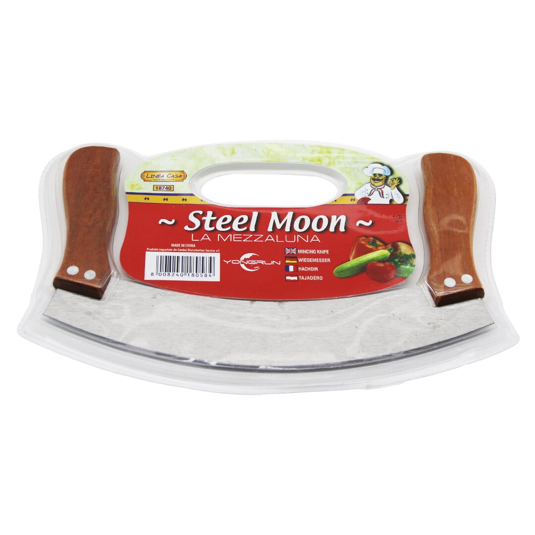 STEEL MOON ÇİFT AHŞAP SAPLI ZIRH BIÇAK KESİCİ - DOĞRAYICI 24 x 14 x 1,5 cm (5271)
