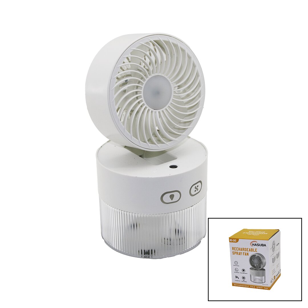 SU SPREYLİ  KATLANIR BAŞLIK - 90 DERECE IŞIKLI USB MİNİ FAN ÇAP=11.2CM - Y:13.5-20.5CM 3 KADEME HIZ  350ML (5271)