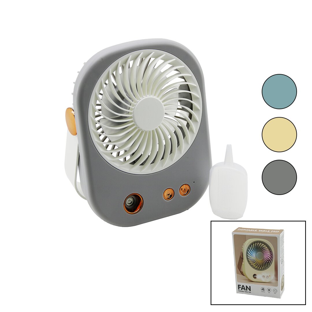 SU SPREYLİ USB MİNİ FAN 15.5X12CM MASA ÜSTÜ USB ŞARJLI 2İN1 KULP=TAŞIMA - DURUŞ 3 KADEME HIZ BJJ-566 (5271)