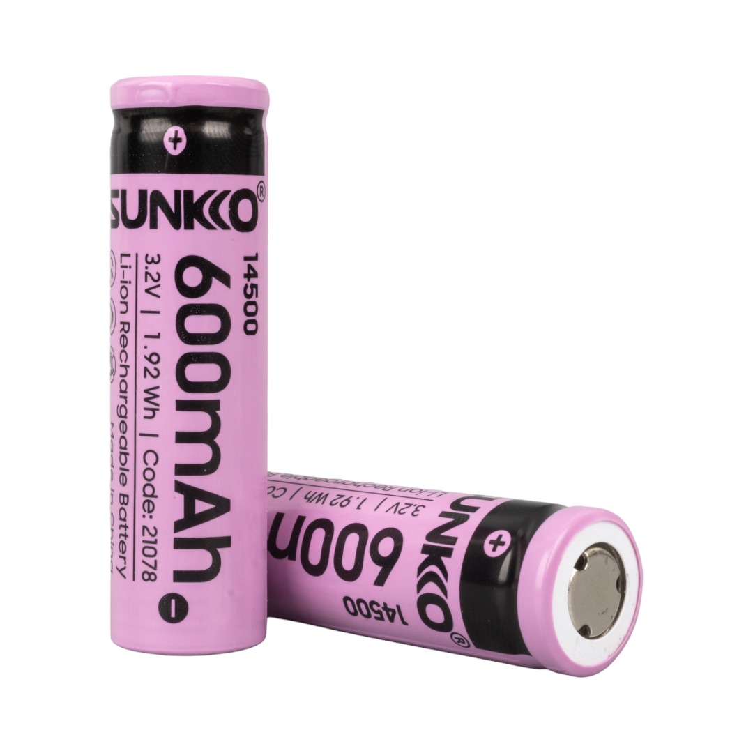 SUNKKO IFR 3.2 VOLT 600 MAH 14500 ŞARJ EDİLEBİLİR PİL  (TEKLİ) (5271)