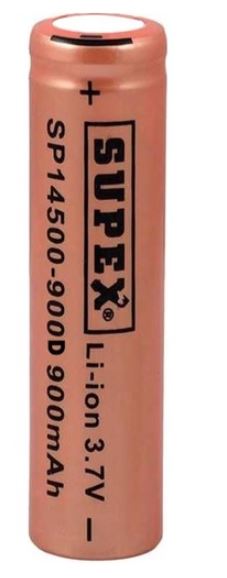 SUPEX 14500-900D LİTYUM ION 3.7V 900MAH ŞARJ EDİLEBİLİR DÜZ KAFA BAŞLIKSIZ PİL (5271)