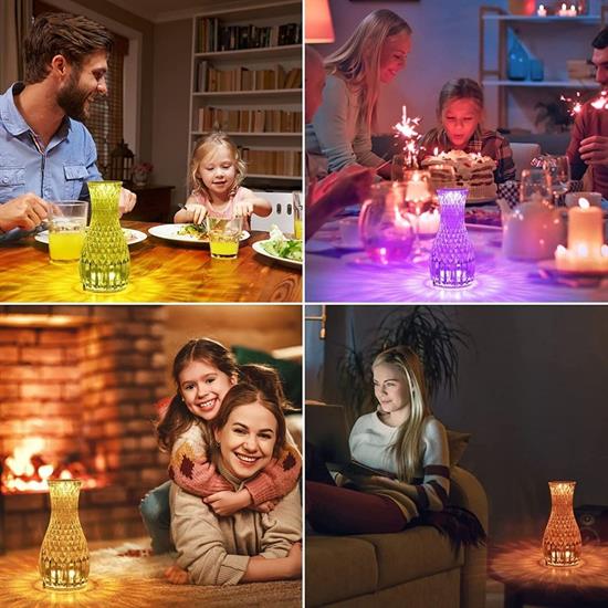 Sürahi Model USB Şarjlı Kumandalı 16 Farklı Işık Modlu Masa Üstü Kristal Akrilik Lamba Led (5271)