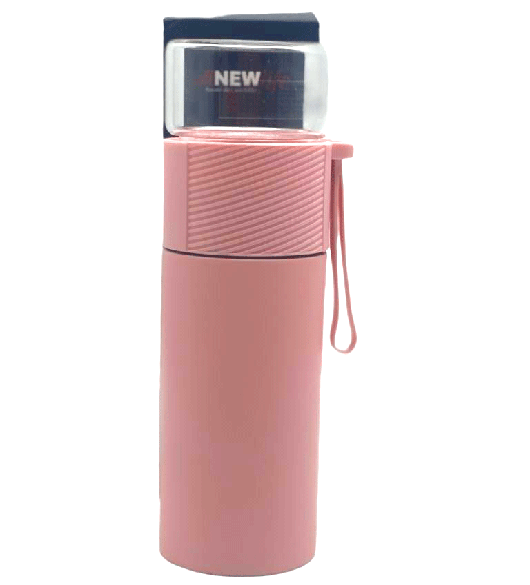 SÜZGEÇLİ CAM KAPAKLI ÇELİK BİTKİ ÇAY TERMOSU 380ML (5271)