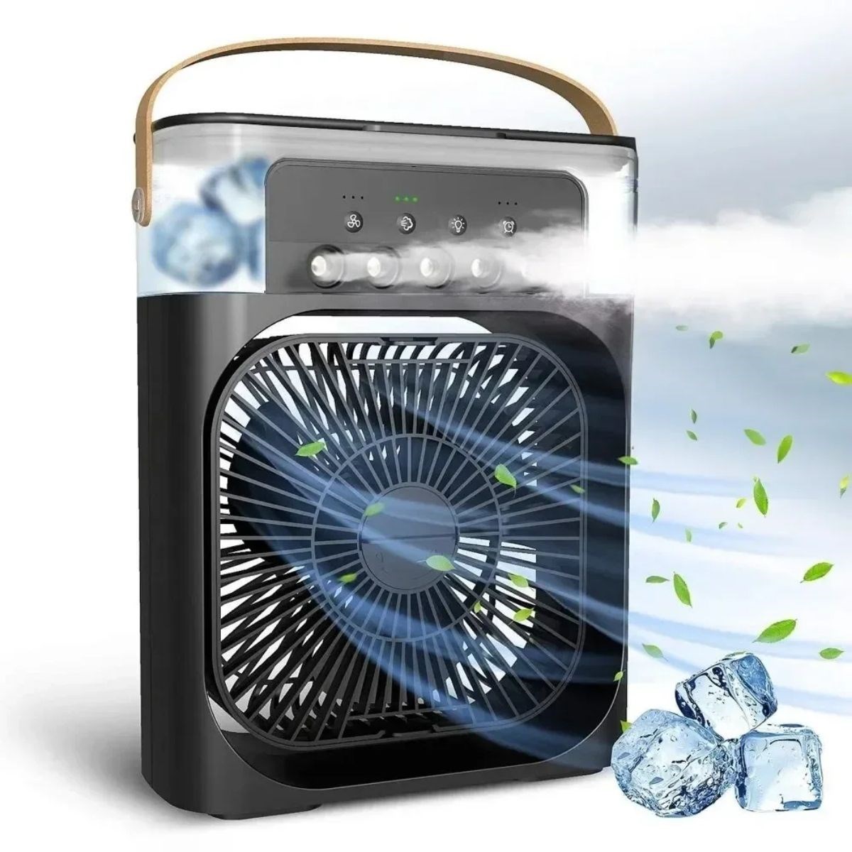 Taşınabilir 3 Farklı Mod Ayarlı 7 Farklı Led Işıklı Sulu Soğutmalı Taşınabilir Masaüstü USB Fan Vantilatör (5271)