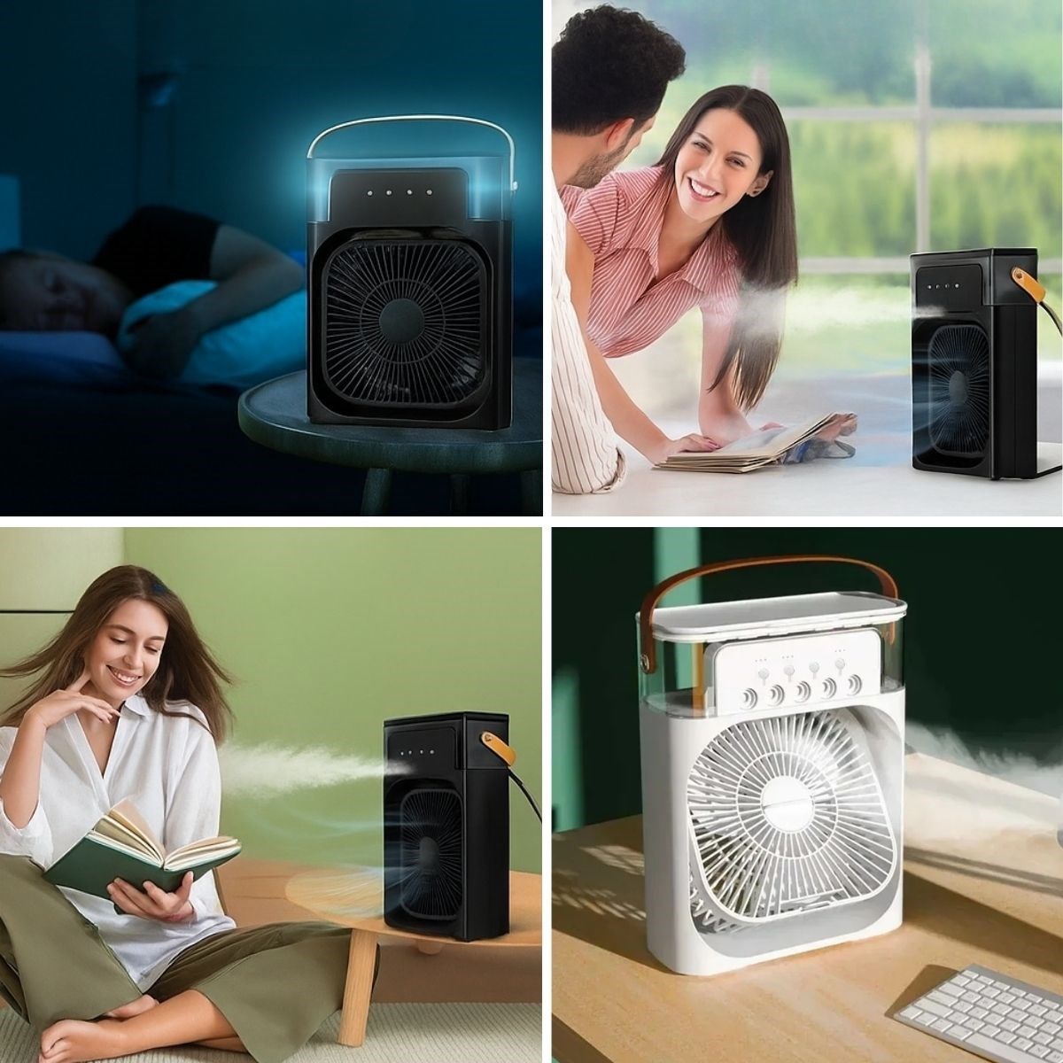 Taşınabilir 3 Farklı Mod Ayarlı 7 Farklı Led Işıklı Sulu Soğutmalı Taşınabilir Masaüstü USB Fan Vantilatör (5271)