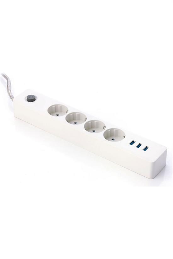 Termak Akım Korumalı 4 Priz 3 USB Girişli Uzatma Kablosu Güç ve Şarj SİYAH RENK GÖNDERİLİR (5271)