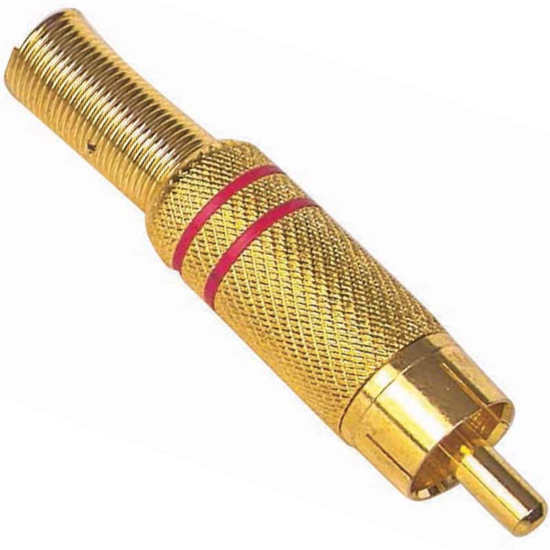 TOS FİŞ METAL ALTIN GOLD ERKEK KONNEKTÖR (SİYAH-KIRMIZI KODLU) RCA (5271)