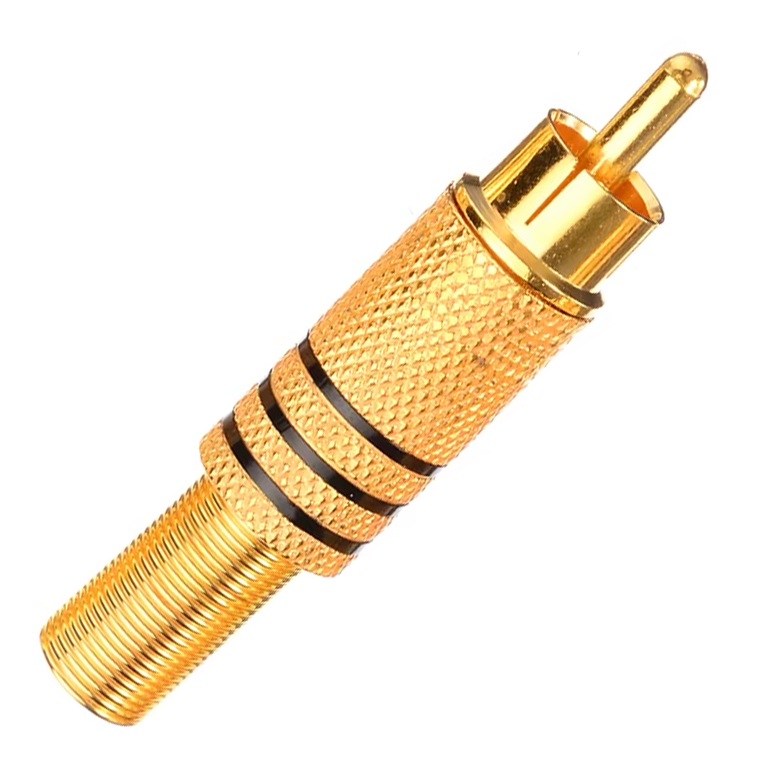 TOS FİŞ METAL ALTIN GOLD ERKEK KONNEKTÖR (SİYAH-KIRMIZI KODLU) RCA (5271)