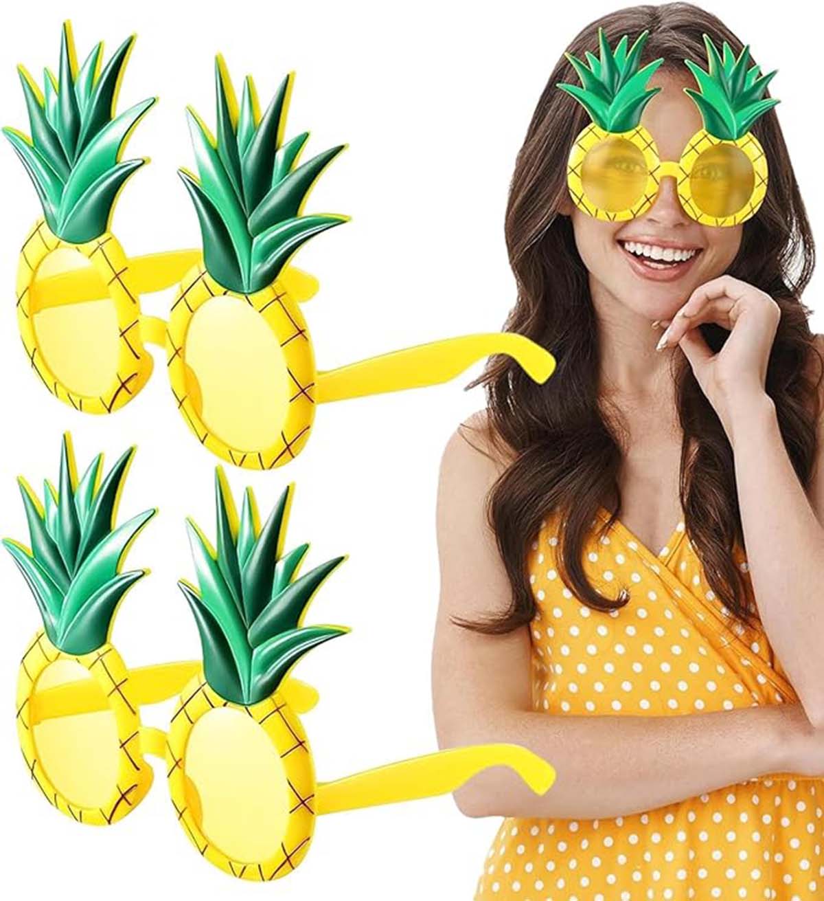 Tropikal Hawaii Ananas Şekilli Parti Gözlüğü 9.5 x 14 cm (5271)