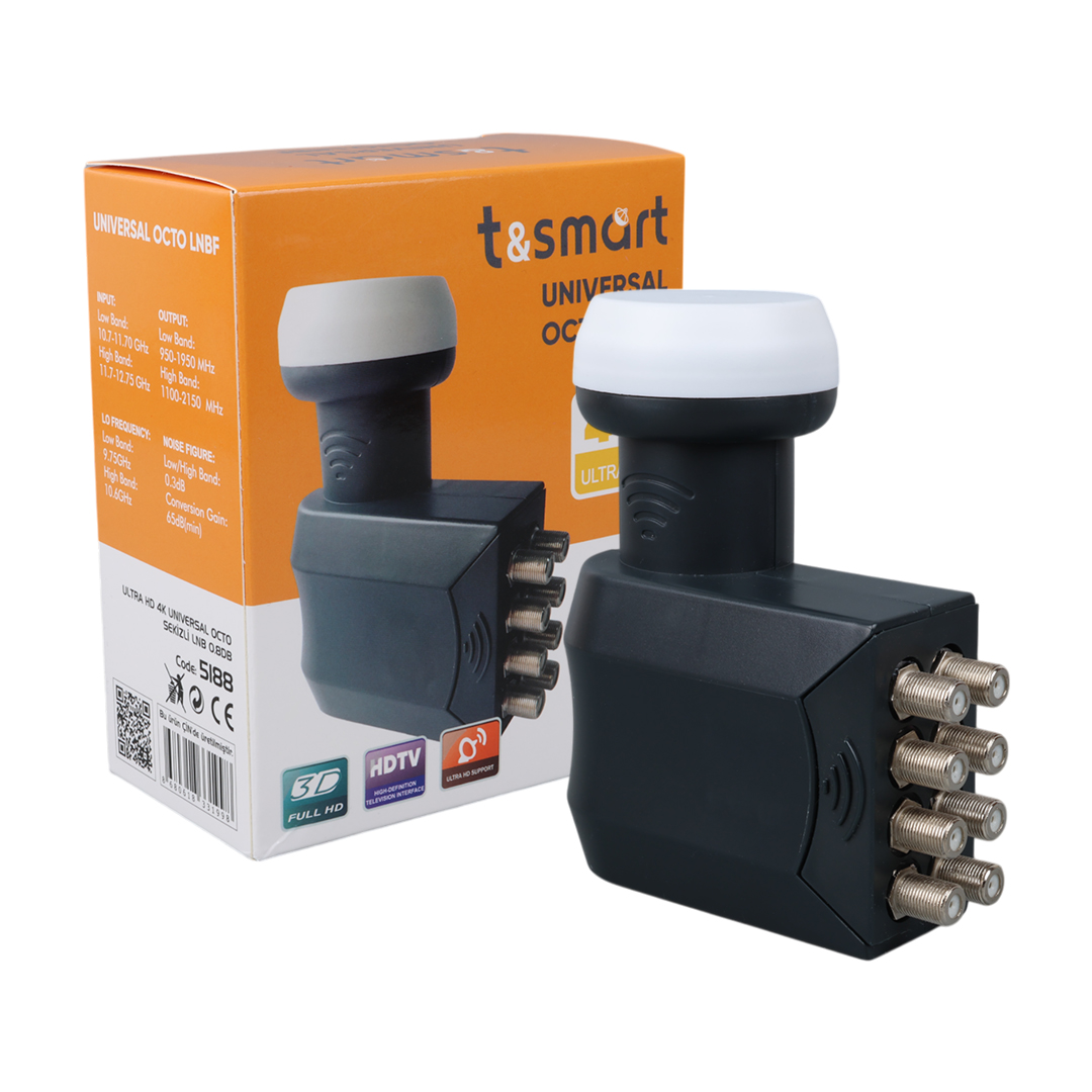 TSMART 0.8DB ULTRA HD 4K UNIVERSAL OCTO SEKİZ ÇIKIŞLI LNB (5271)
