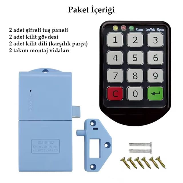 Tuş Şifreli Siyah Çekmece Dolap Kilidi (2'li Paket) (5271) Tuş Şifreli Siyah Çekmece Dolap Kilidi (2'li Paket) (5271)