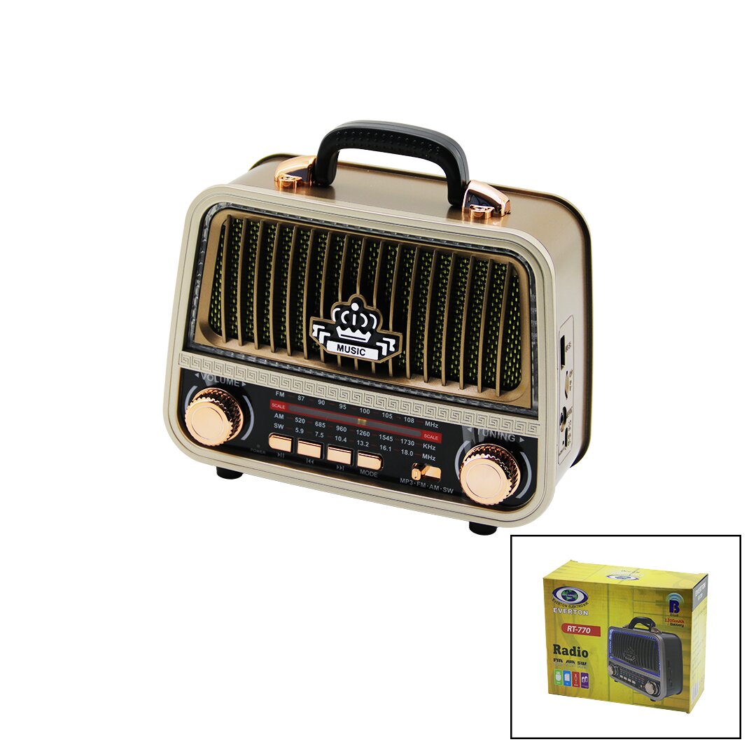 TYPC-E SARJLIBLUETOOTHİBRELİ FM RADYO MP3 USB - TF PLAYER4V OUT- AUX IN RT-770 (5271)