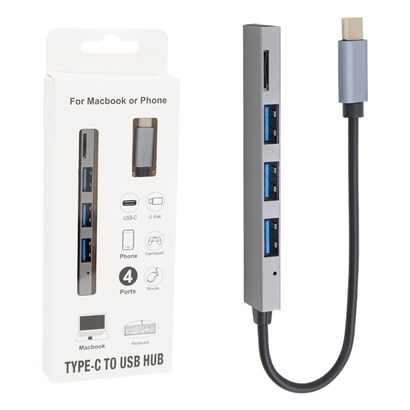 TYPE-C HUB 3x USB 3.0 SD/TF HAFIZA KART OKUYUCU DOCK STATION (MACBOOK - PC - PLAYSTATİON - XBOX) (5271)