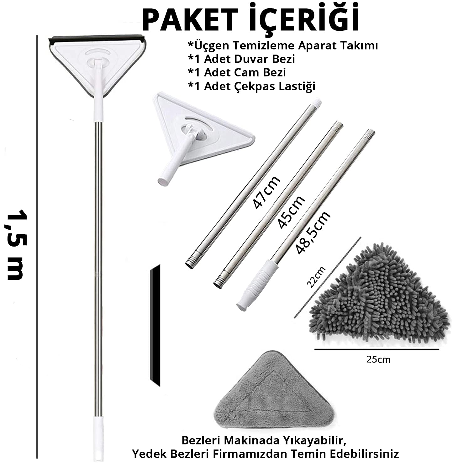 Üçgen Mop Cam Duvar Tavan Fayans Parke Temizleyici Mop (5271) Üçgen Mop Cam Duvar Tavan Fayans Parke Temizleyici Mop (5271)