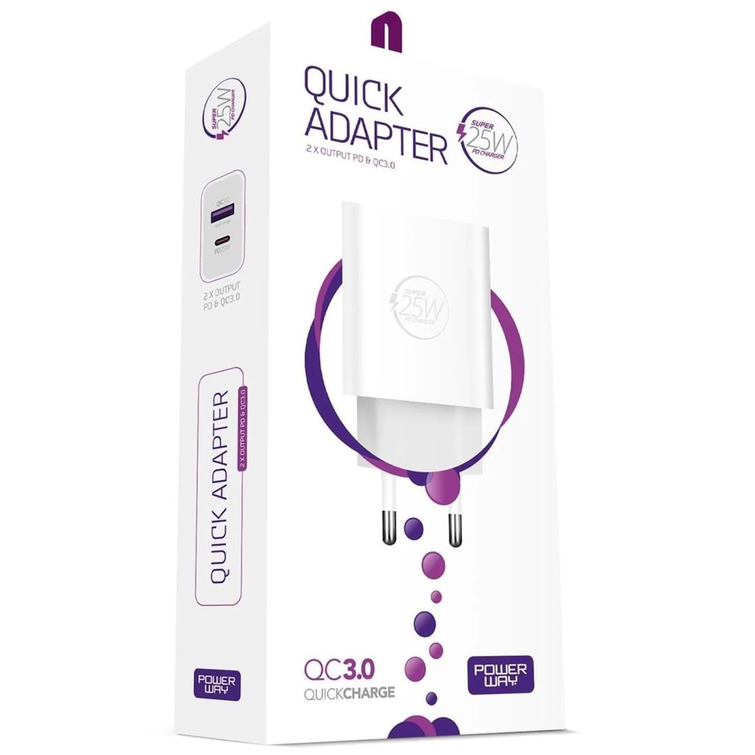 USB 3.0 / TYPE-C 25W 3.0A HIZLI ŞARJ ALETİ BAŞLIĞI PD25W (5271)