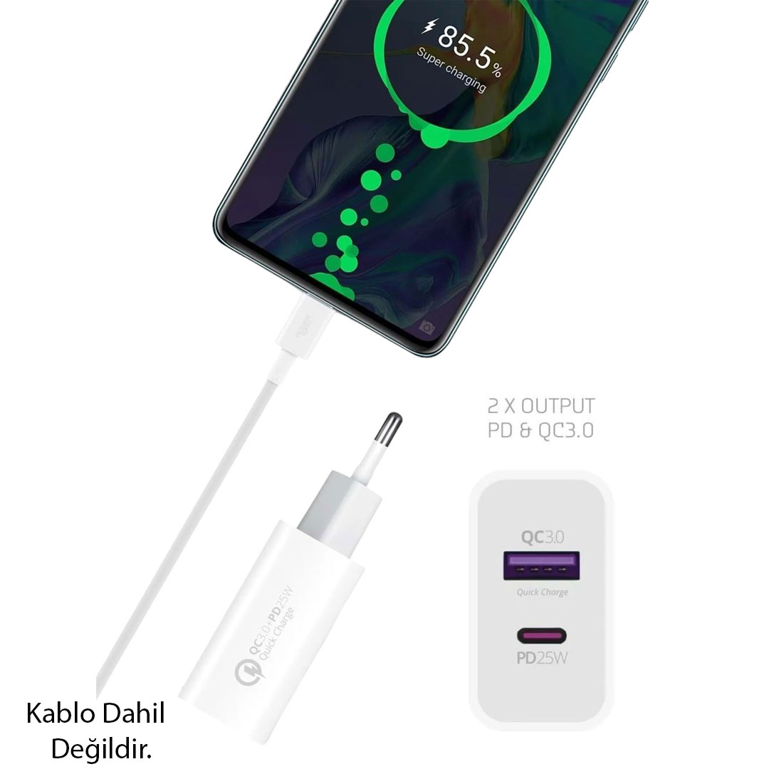 USB 3.0 / TYPE-C 25W 3.0A HIZLI ŞARJ ALETİ BAŞLIĞI PD25W (5271) USB 3.0 / TYPE-C 25W 3.0A HIZLI ŞARJ ALETİ BAŞLIĞI PD25W (5271)