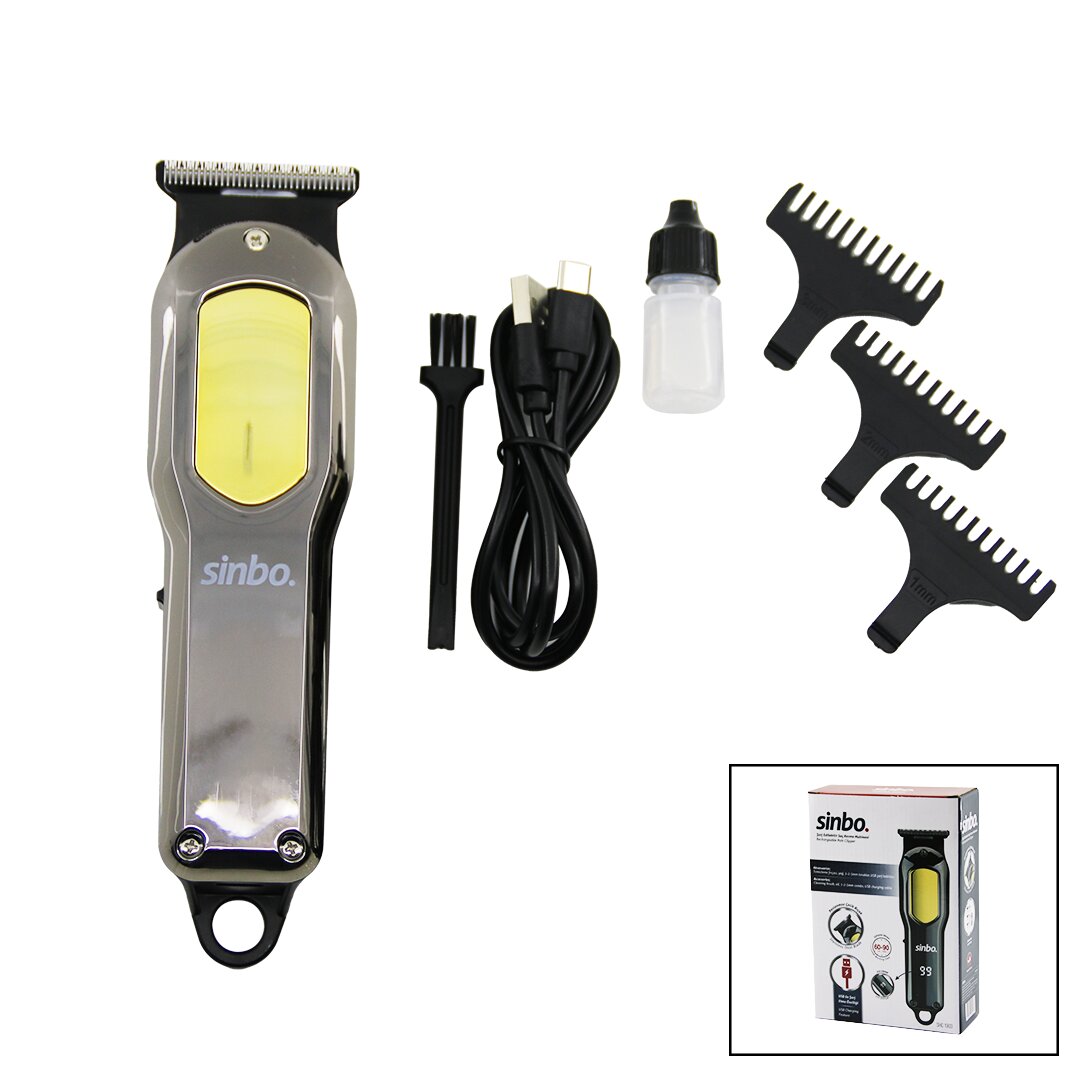 USB ŞARJLI - LCD GÖSTERGELİ SAÇ KESME TRAŞ MAKİNESİ GÖVDE KROM KAPLAMA  SHC-1903 (5271)