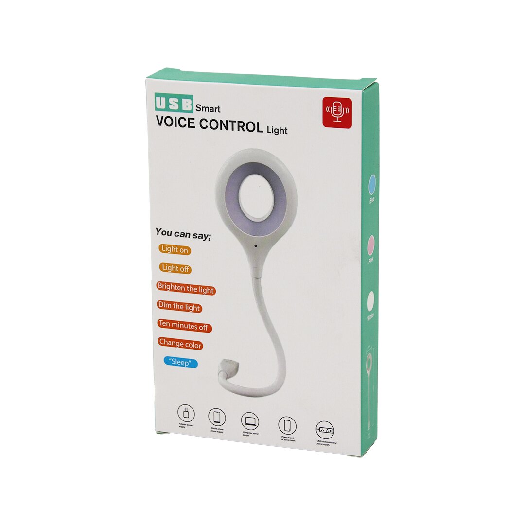 USB SMART VOICE CONTROL LİGHT SESLİ IŞIK AYARLI MİNİ YUVARLAK USB 16 LEDLİ LAMBA AKROBAT KOLLU 2W 5V-0.5A (5271)
