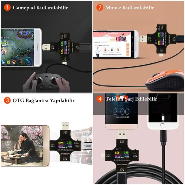 USB Tester Voltmetre Ampermetre Akım Göstergesi Multimetre Test Cihazı OTG Destekli (5271) USB Tester Voltmetre Ampermetre Akım Göstergesi Multimetre Test Cihazı OTG Destekli (5271)