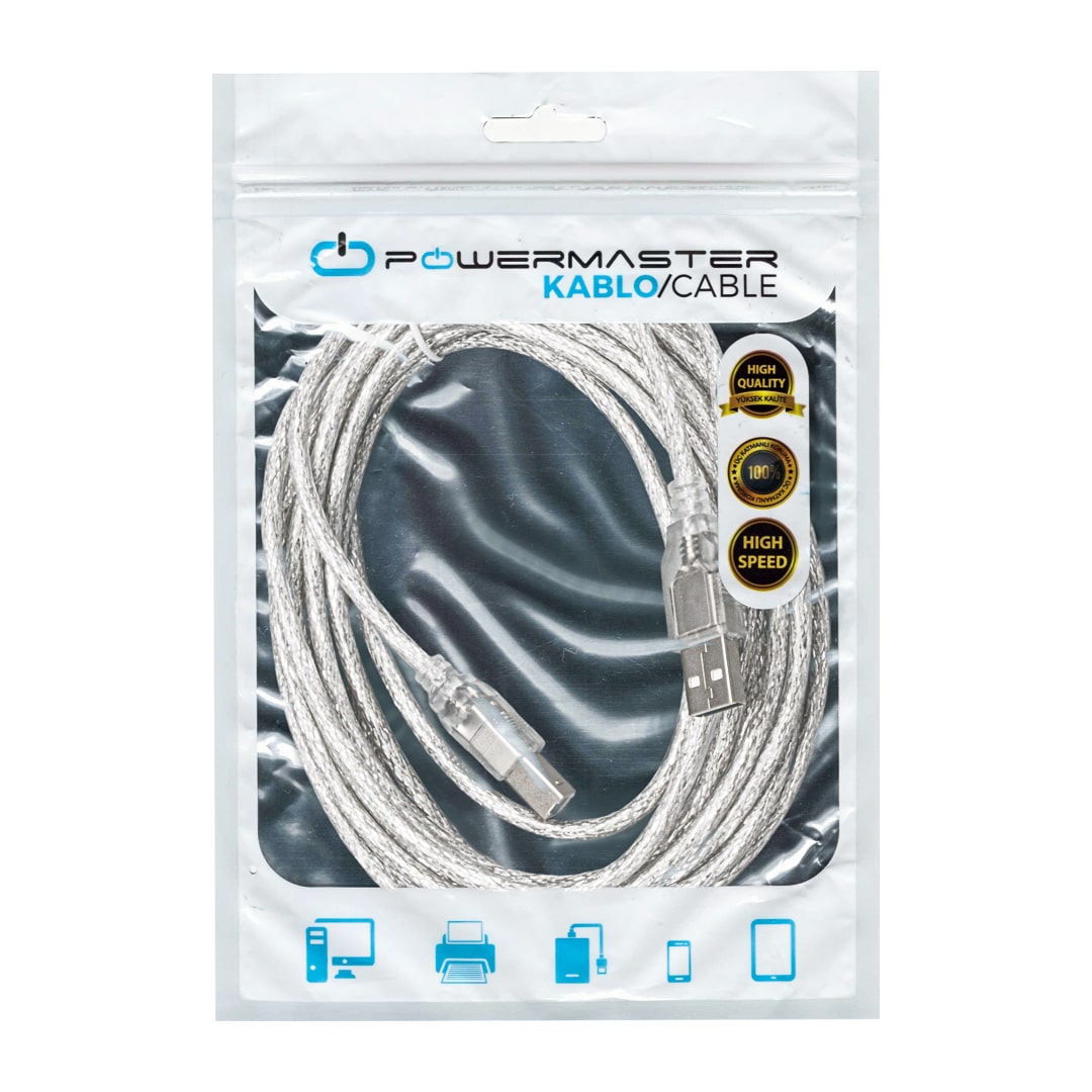 USB YAZICI KABLOSU 5 MT 2.0 ŞEFFAF SL-U2005 * AC-UP05 (5271)