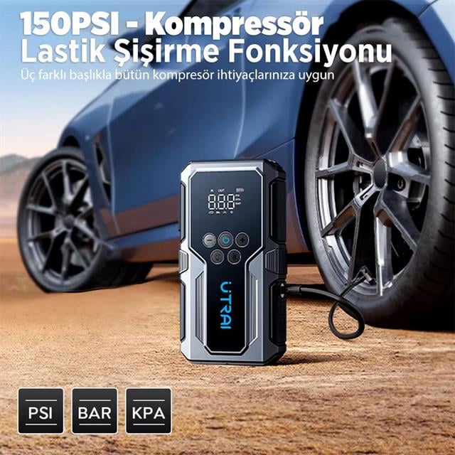 Utrai JS-9 12-24V Akü Şarj Powerbank Lastik Hava Kompresörü Şişirici Taşınabilir Dijital Kablosuz EL Feneri (5271) Utrai JS-9 12-24V Akü Şarj Powerbank Lastik Hava Kompresörü Şişirici Taşınabilir Dijital Kablosuz EL Feneri (5271)