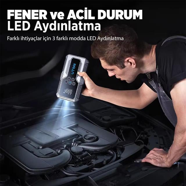 Utrai JS-9 12-24V Akü Şarj Powerbank Lastik Hava Kompresörü Şişirici Taşınabilir Dijital Kablosuz EL Feneri (5271) Utrai JS-9 12-24V Akü Şarj Powerbank Lastik Hava Kompresörü Şişirici Taşınabilir Dijital Kablosuz EL Feneri (5271)
