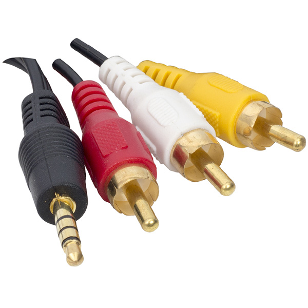 UYDU ALICISI AV KABLO 3.5 MM ST E / 3 RCA KABLO 1.2 METRE UZUN JACK ELEKTROMER (5271)
