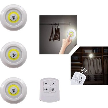 Uzaktan Kumandalı Yapışkanlı 3’lü Led Spot Lamba (5271) Uzaktan Kumandalı Yapışkanlı 3’lü Led Spot Lamba (5271)
